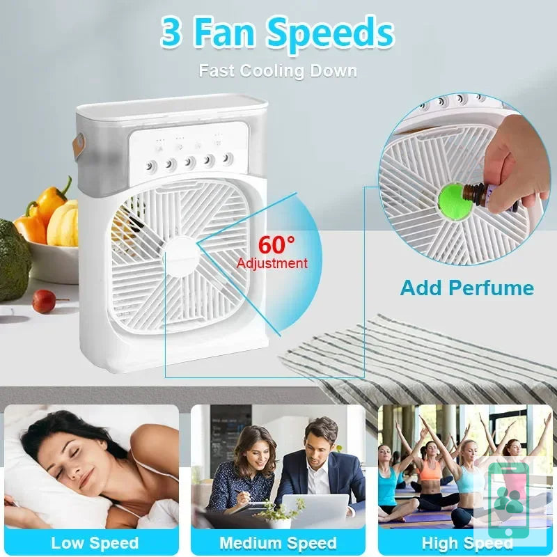 FrostyAir Mini – Ventilador y Humidificador Portátil 2 en 1
