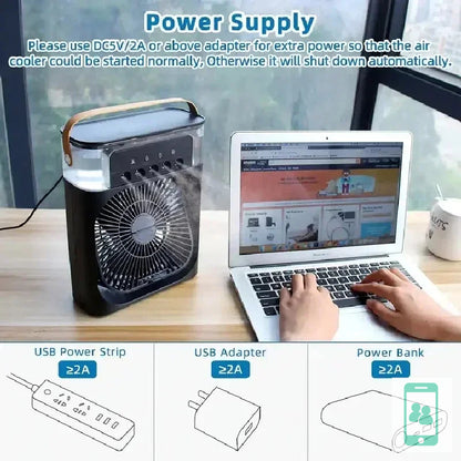 FrostyAir Mini – Ventilador y Humidificador Portátil 2 en 1