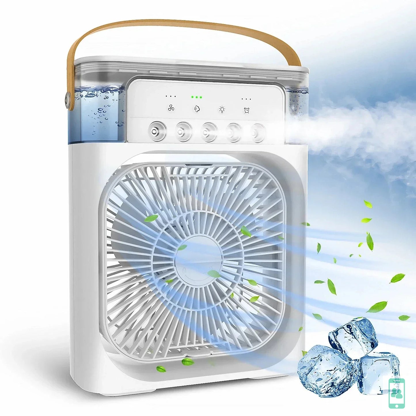 FrostyAir Mini – Ventilador y Humidificador Portátil 2 en 1